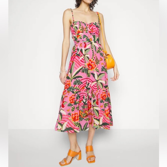 FARM Rio Pink Floral Midi Dress - Picture 2 of 10